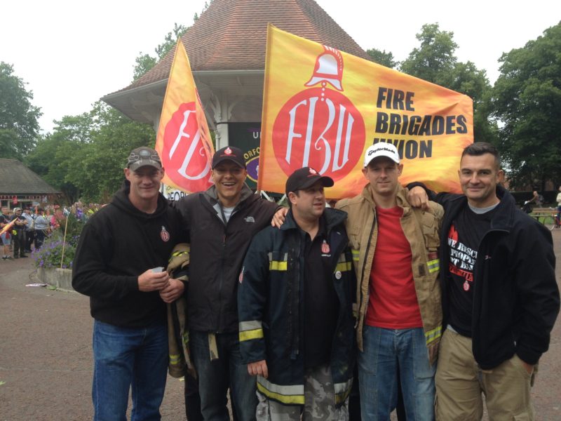 Clive with FBU members in Chapelfield Gardens