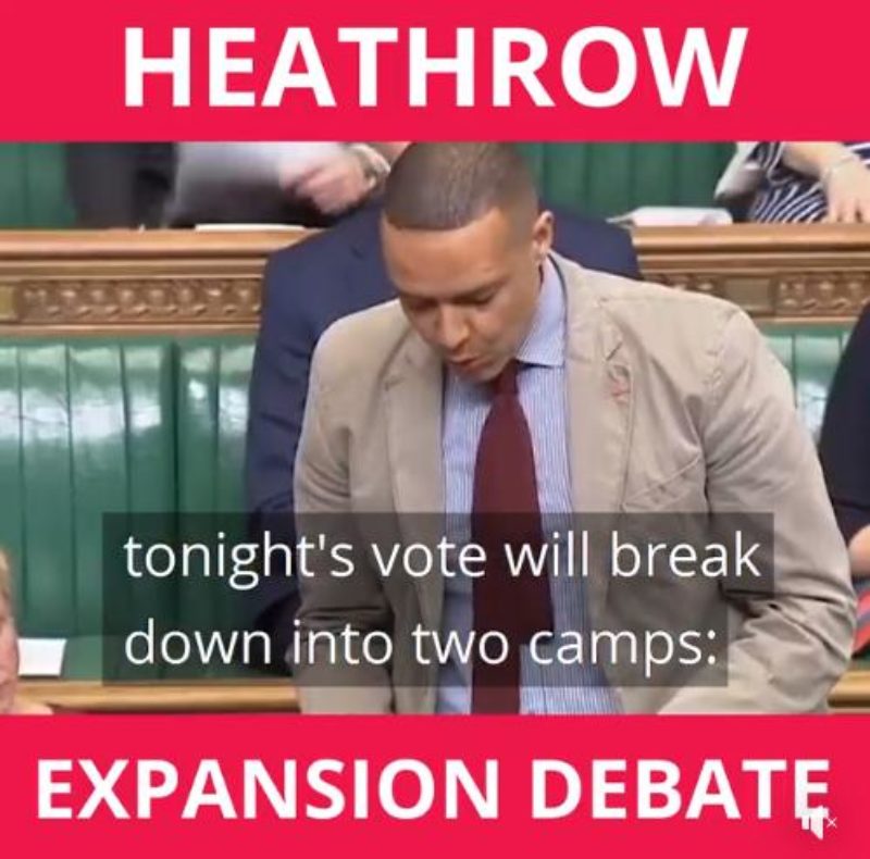 Clive speaking in parliament in the Heathrow Expansion debate