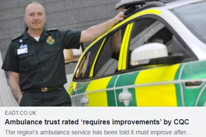 EDP article: "Ambulance trust rated ‘requires improvements’ by CQC"