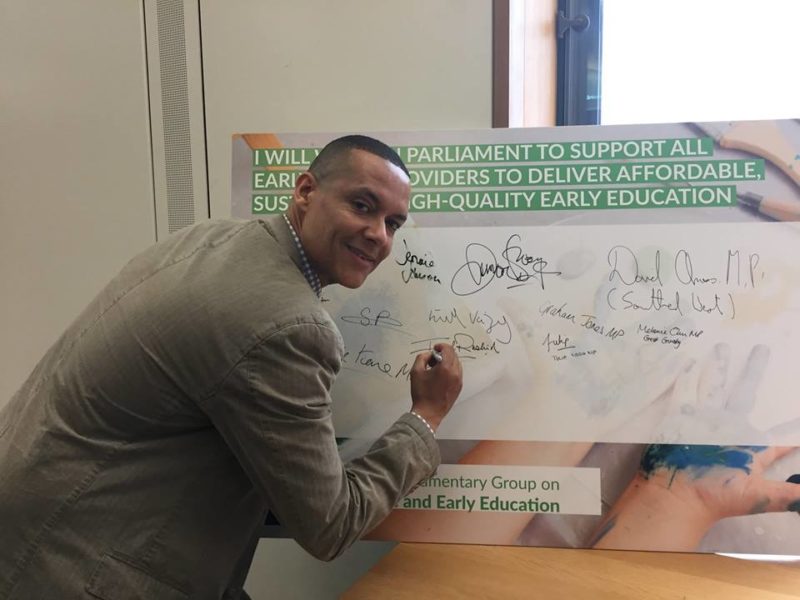 Clive signs the Early Years pledge in parliament