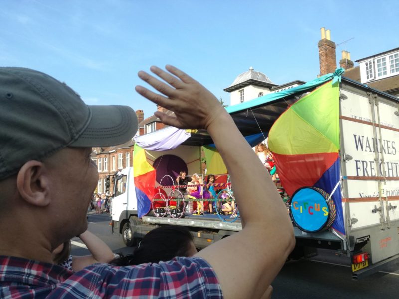 Clive waving at a float on the Lord Mayor