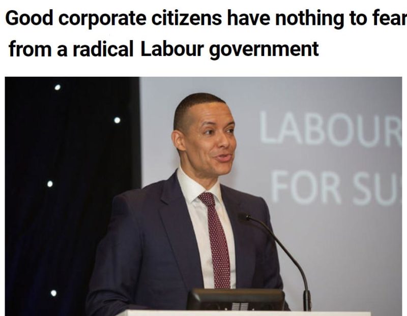 Article: "Good corporate citizens have nothing to fear from a radical Labour government"