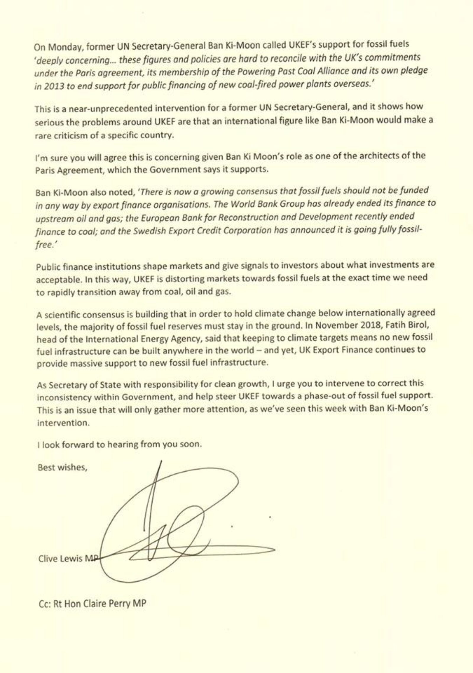 Letter to Greg Clark MP