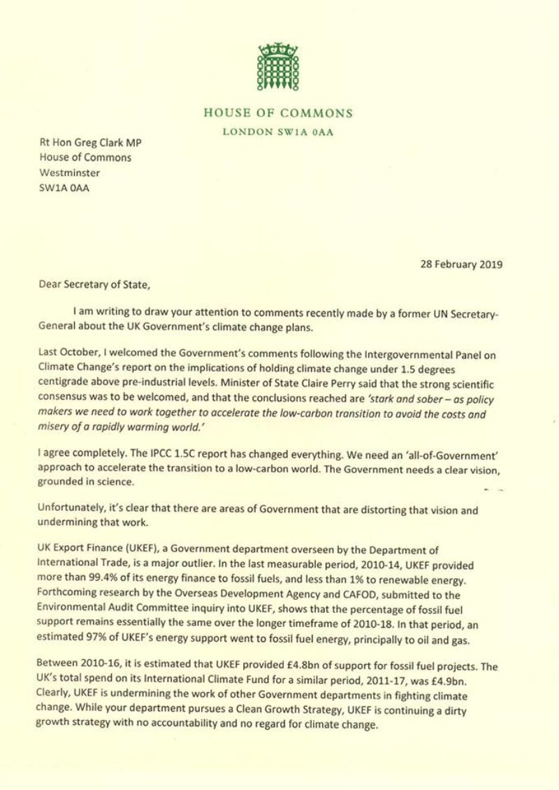 Letter to Greg Clark MP