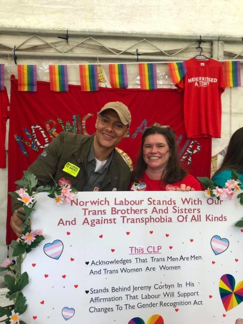 Clive at the Norwich Labour stall at Norwich Pride 2019