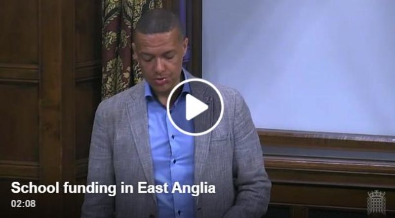 Clive speaking in parliament about school funding in East Anglia