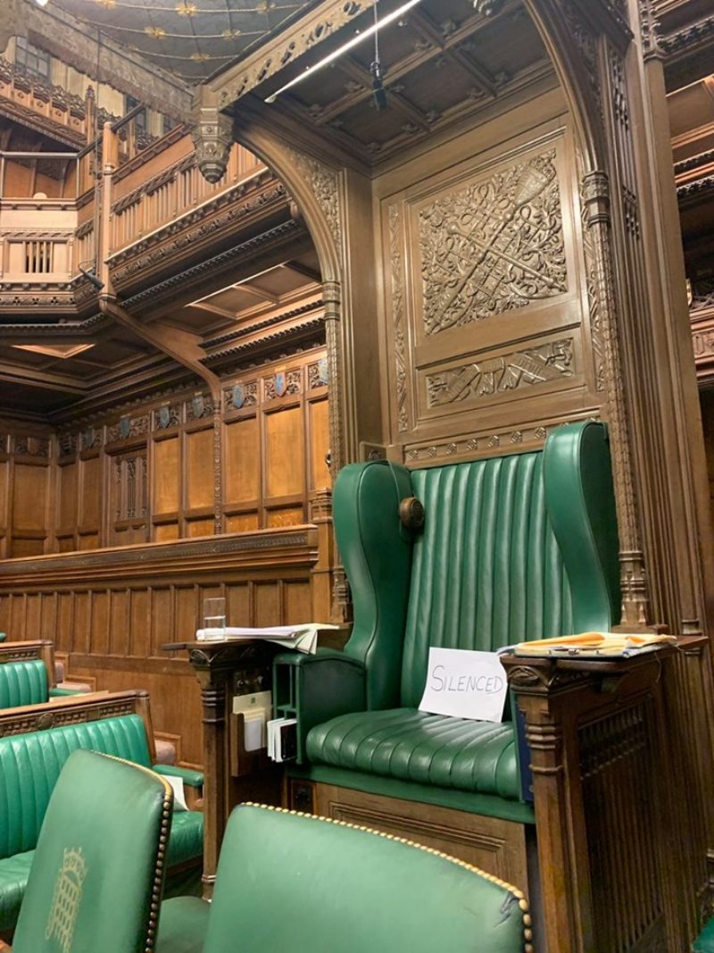 House of Commons chamber after Love Socialism Hate Brexit MPs
