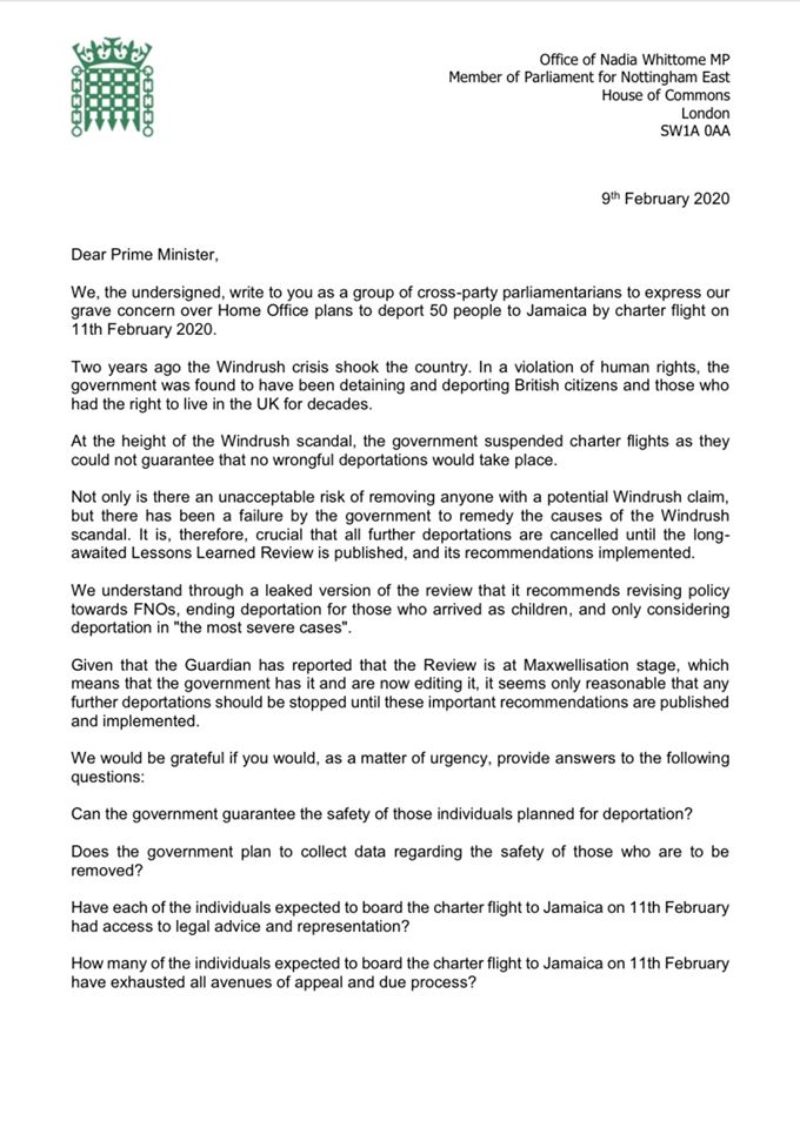 Letter from 170 cross-party MPs to the Prime Minister
