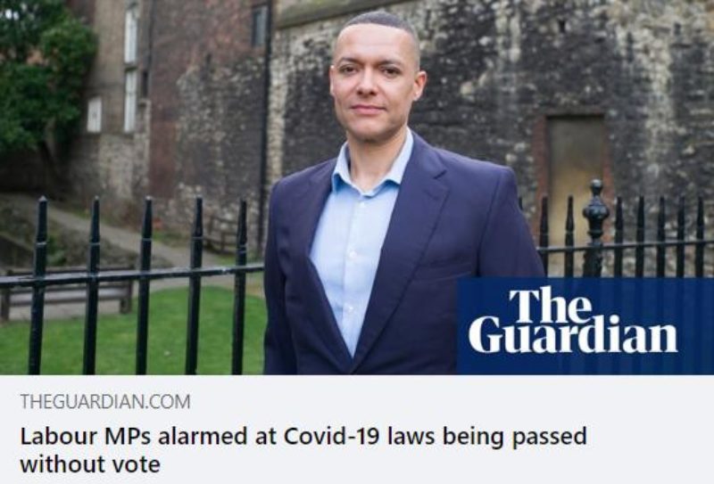 The Guardian article: "MPs alarmed at Covid-19 laws being passed without commons vote"