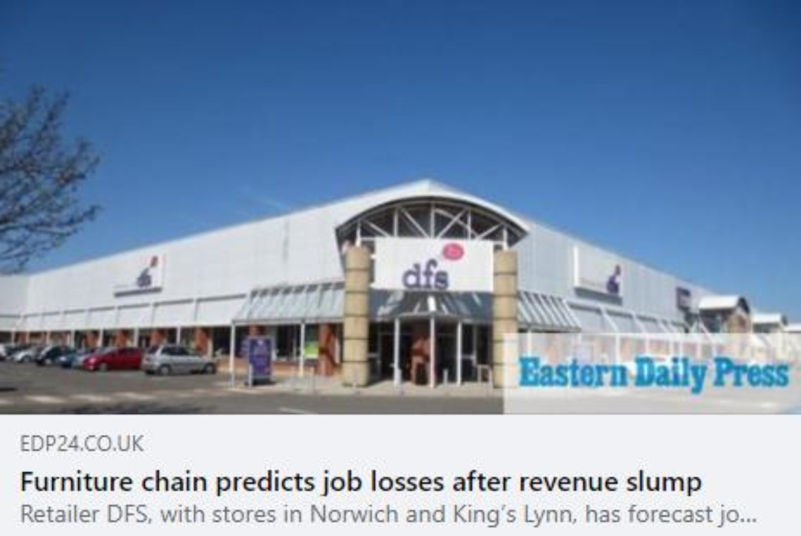 EDP: "Furniture chain predicts job losses after revenue slump"