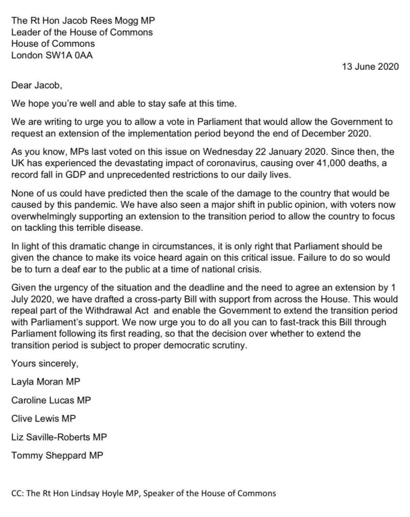 Brexit transition letter