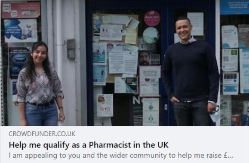Clive with Sara outside Vauxhall Street Pharmacy