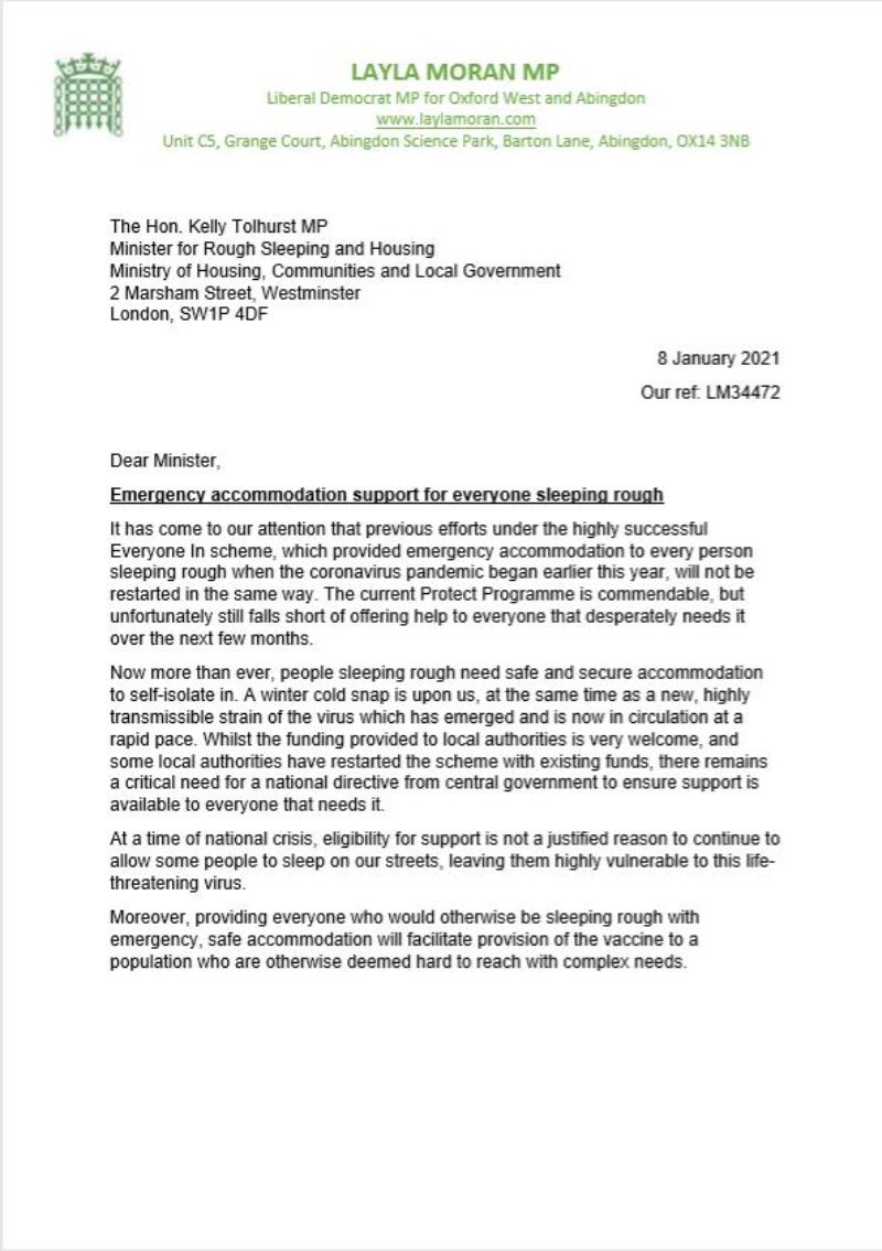 Letter to minister - part one