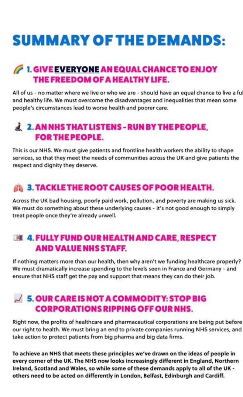 #NHSNewDeal demands