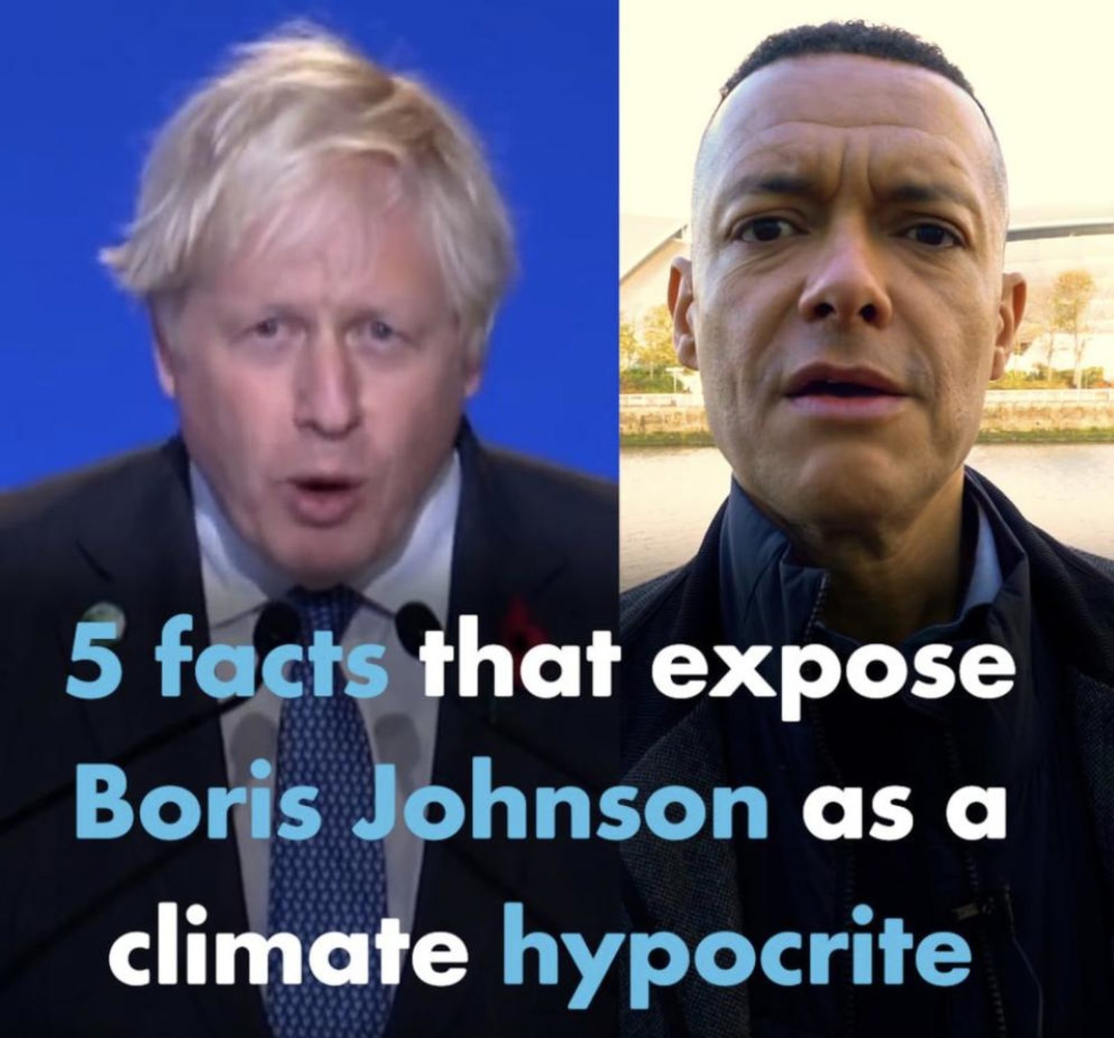 Image shows Clive Lewis and Boris Johnson with the words 