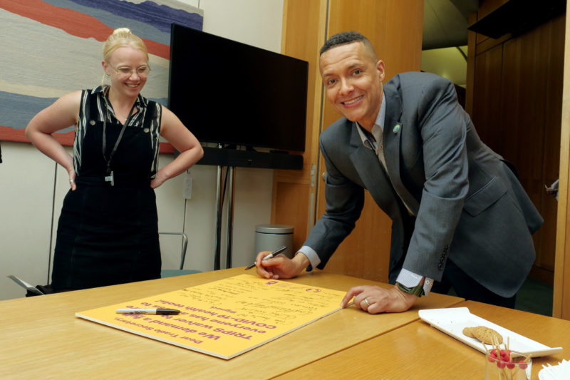 Clive Lewis MP signing the demand for a full TRIPS waiver