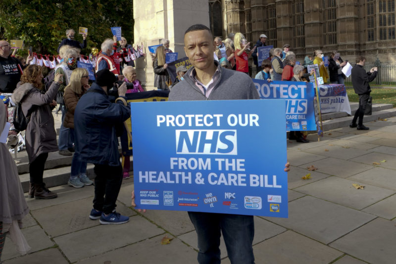 Clive Lewis MP at a protest against the Health and Care Bill (October 2021)