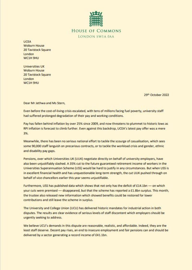 Letter to Universities and Colleges Employers
