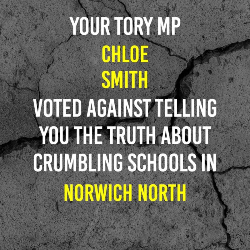 Tory MPs voted against telling you the truth about crumbling schools in Norwich North