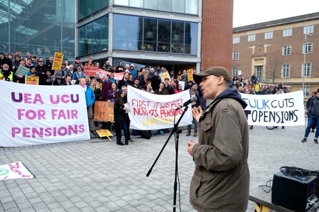 I was proud to speak in support of striking University and College Union members at the rally for the future of education in Norwich city centre. Photo credit: Stuart Goodman