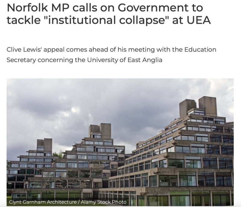 I was asked by Greatest Hits Radio Norfolk and North Suffolk on whether I believe the Government should intervene in the financial crisis at the University of East Anglia. 