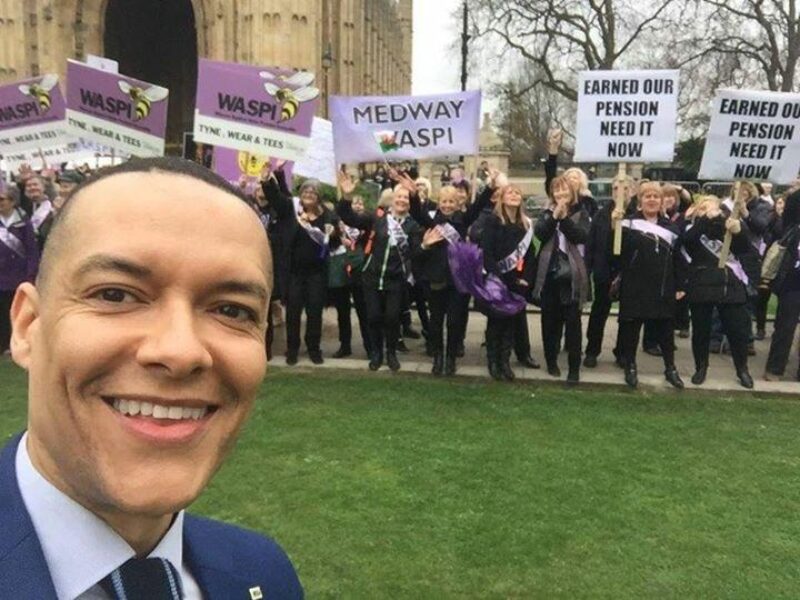 A picture of Clive Lewis MP with WASPI campaigners in 2017