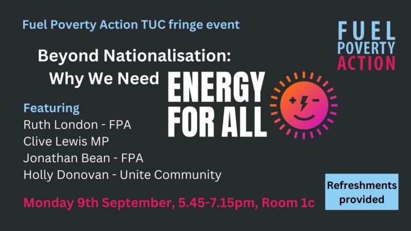 A graphic from Fuel Poverty Action promoting the event.