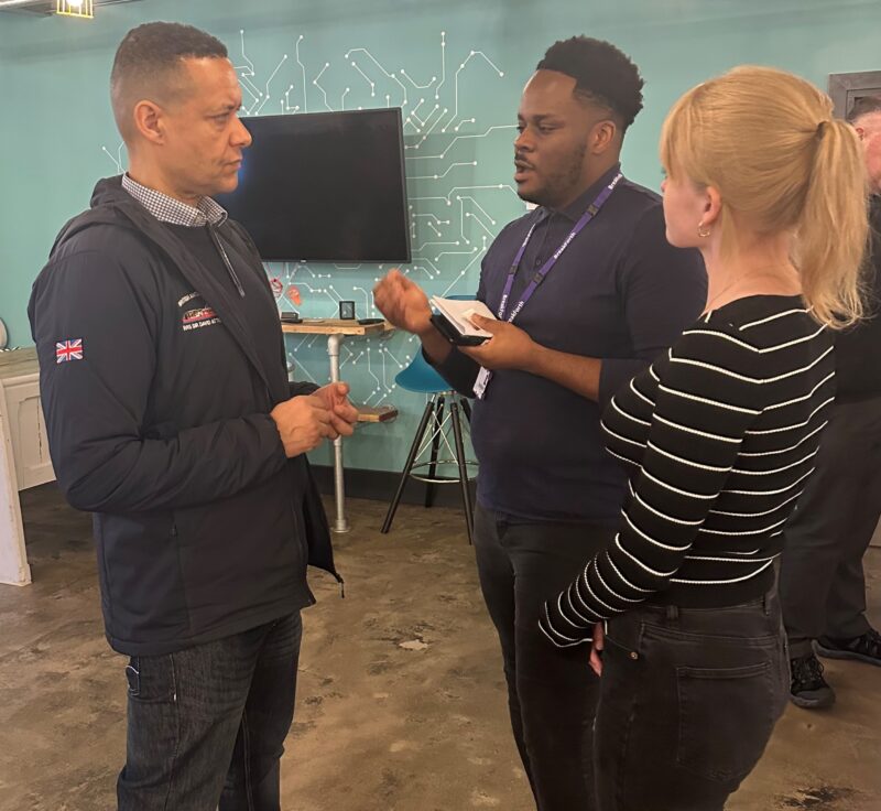 Clive Lewis with two participants at the Voluntary Community and Social Enterprise (VCSE) Leadership Network