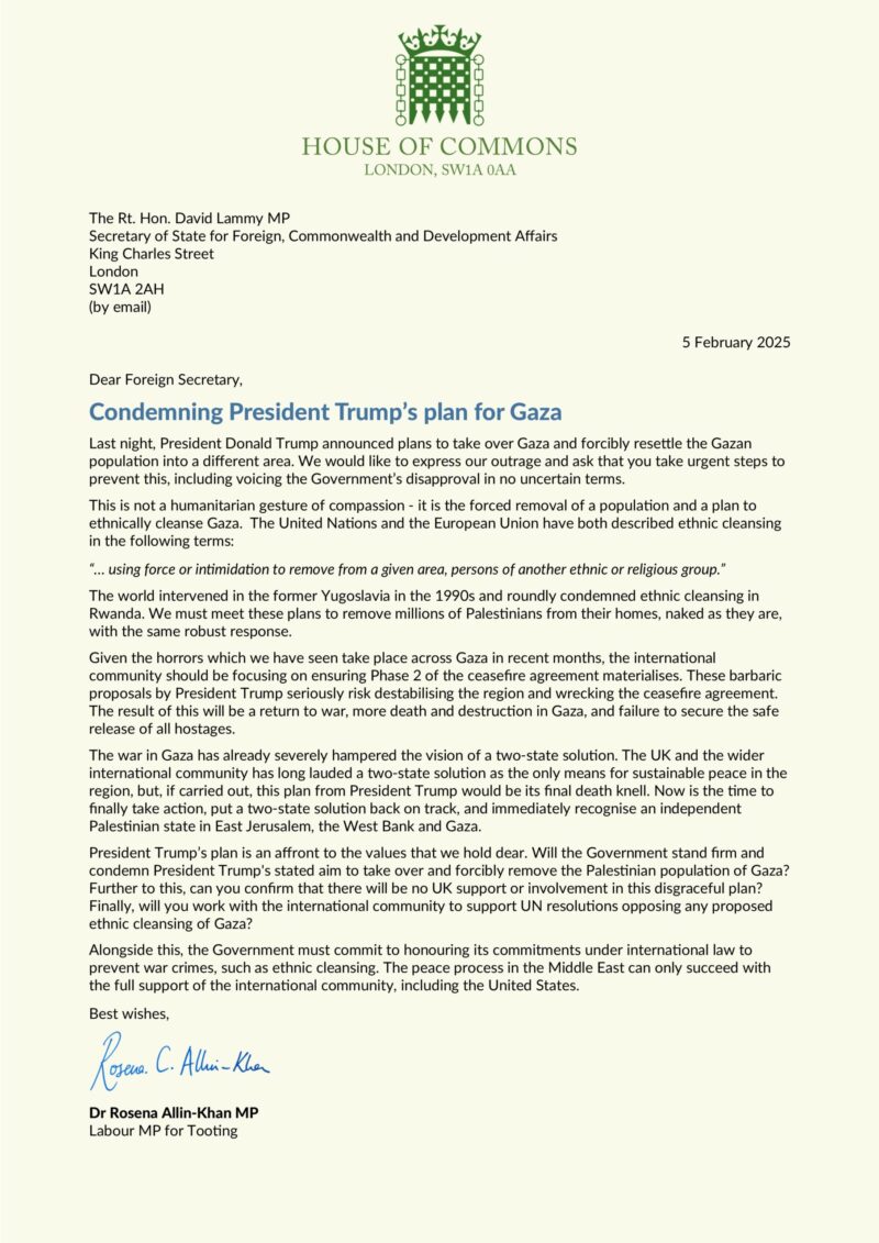 Letter to Foreign Secretary page 1