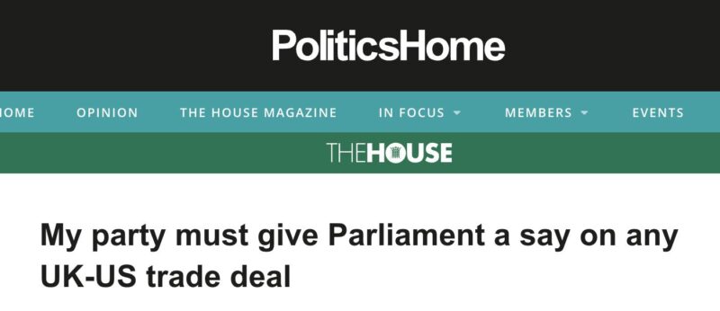 My party must give Parliament a say on any UK-US trade deal