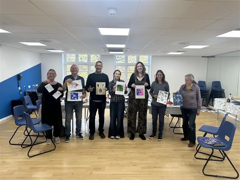 With participants at a Creative Wellbeing session at The Garage