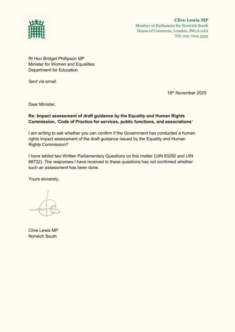 Letter to Government