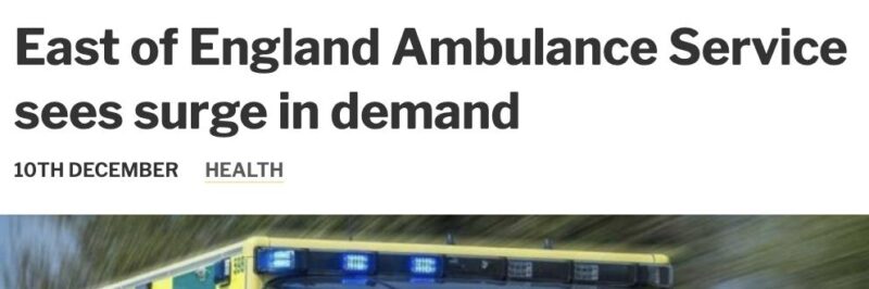 East of England Ambulance Service sees surge in demand