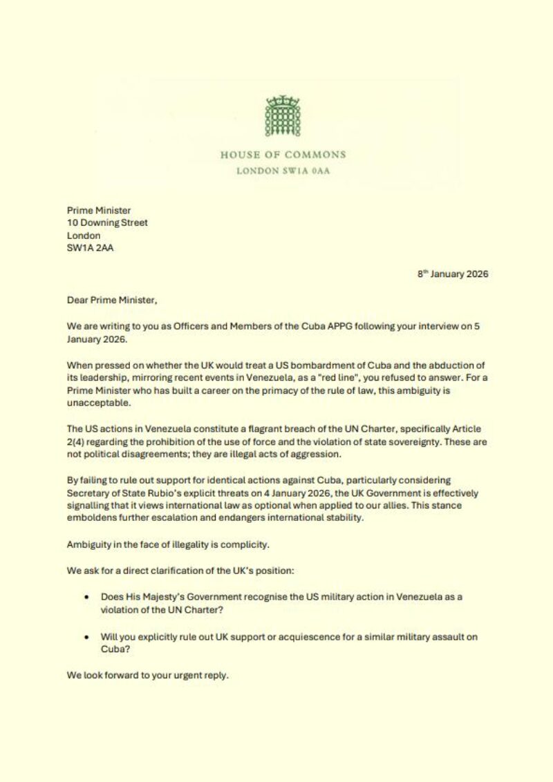 Letter to Prime Minister, page 1