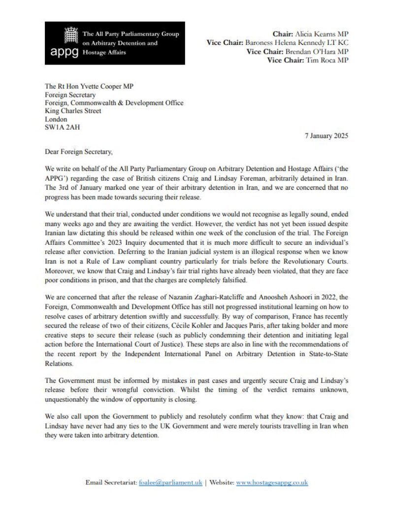 Letter to Foreign Secretary, page 1