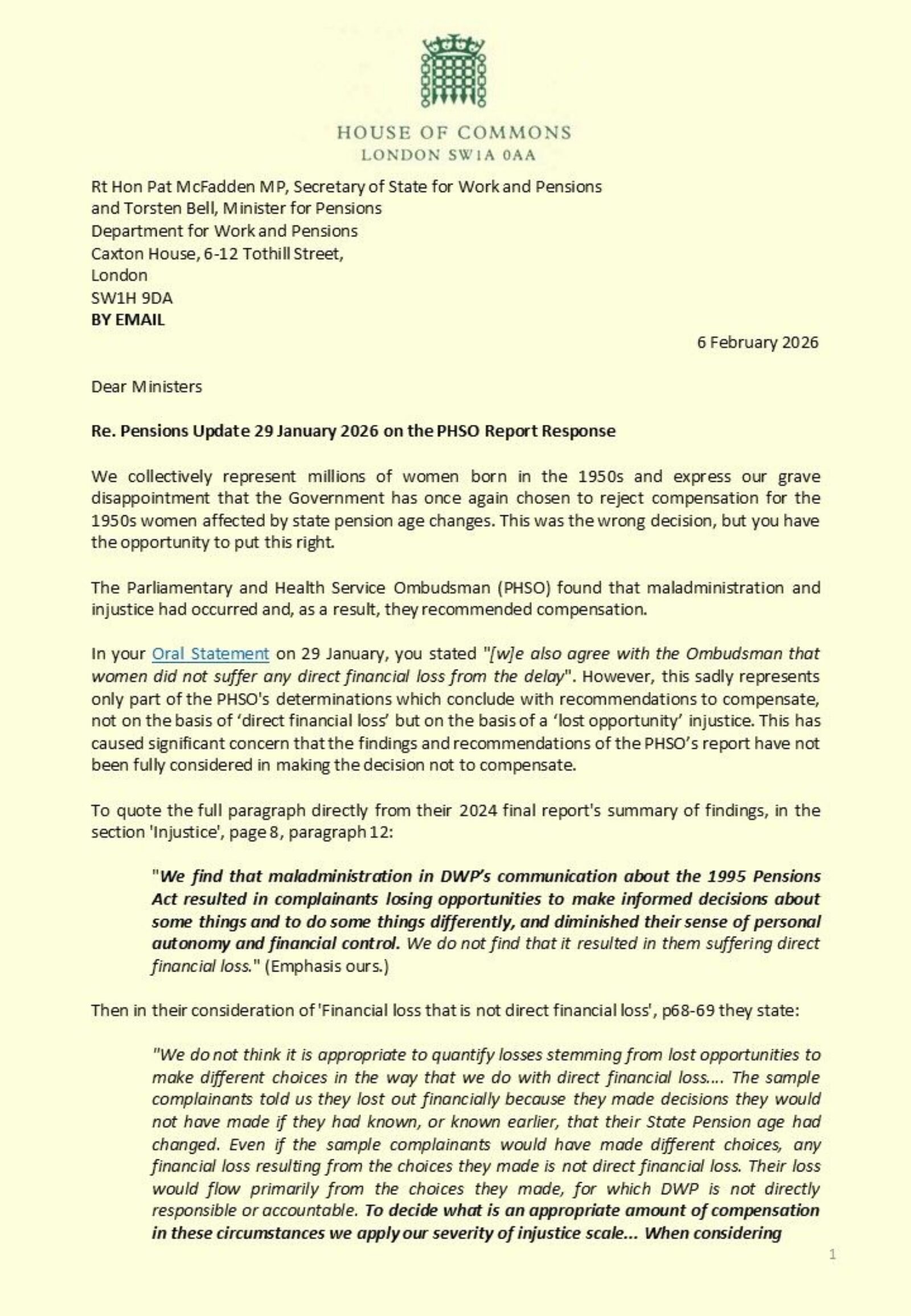 Letter to Govt - Part 1 