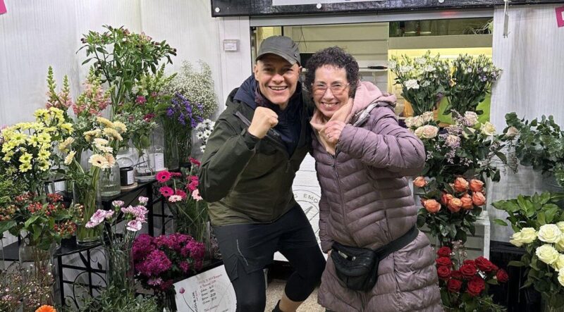 Cllve Lewis with station florist Nicole