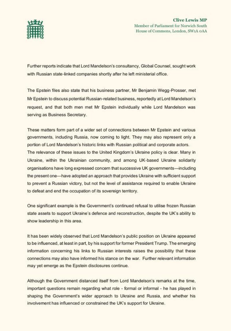 Letter to Prime Minister, page 2