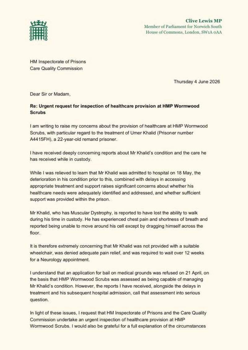 Letter, page 1